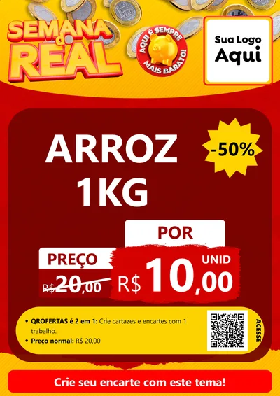 Modelo de Cartaz para Cartaz A4 Vertical com o tema Semana do Real para Supermercado