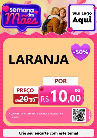 Modelo de Cartaz para Cartaz A4 Vertical com o tema Semana das Mães para Hortifrúti