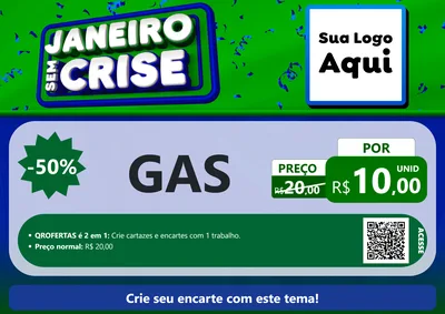 Modelo de Cartaz para Cartaz A4 Horizontal com o tema Janeiro Sem Crise para Água e gás