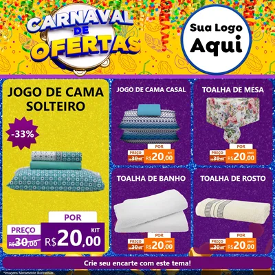 Modelo de Rede Social para Feed Facebook com o tema Carnaval de Ofertas para Cama, Mesa e Banho