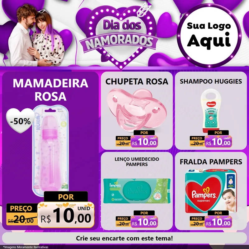 Modelo de Rede Social para Feed Facebook com o tema Dia dos Namorados para Bebês