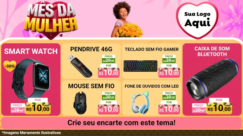 Modelo de TV para TV Horizontal com o tema Mês da Mulher para Informática