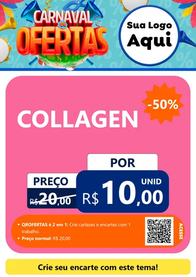 Modelo de Cartaz para Cartaz A4 Vertical com o tema Carnaval de Ofertas para Suplementos alimentares