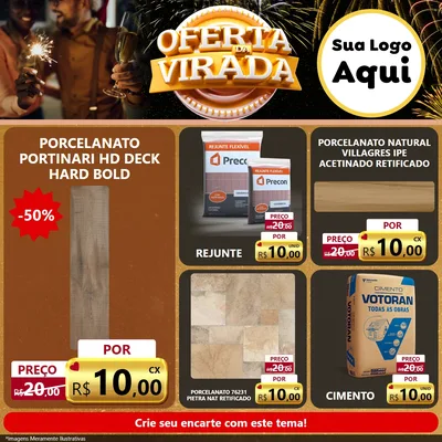 Modelo de Rede Social para Feed Facebook com o tema Oferta da Virada para Pisos e revestimentos