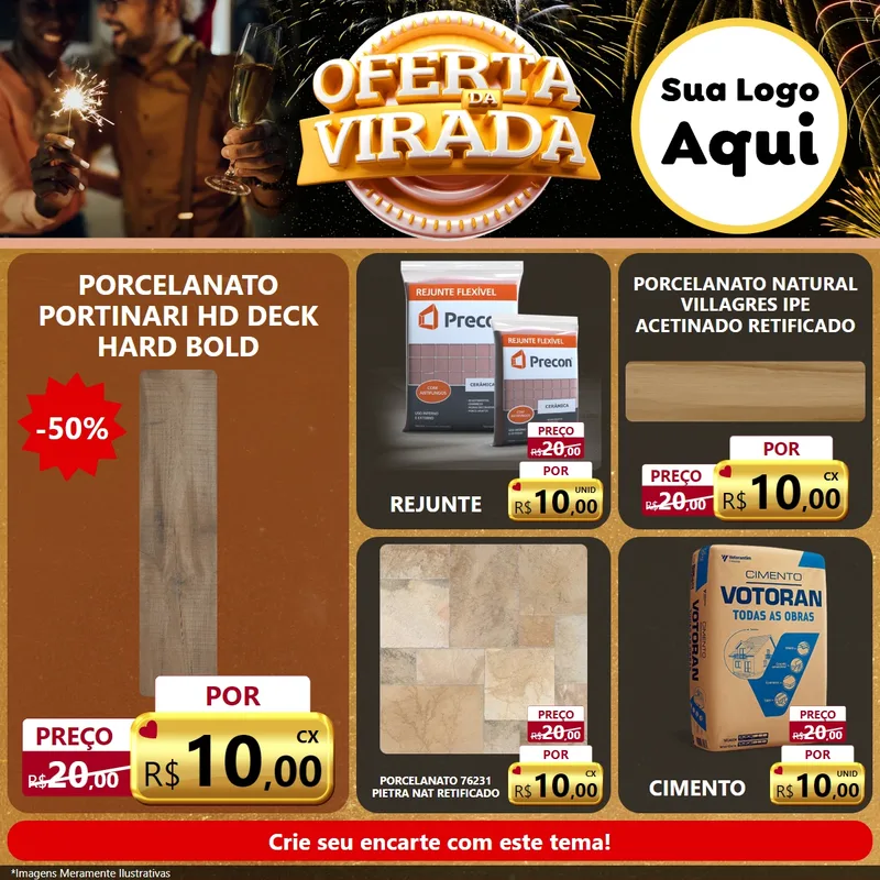 Modelo de Rede Social para Feed Facebook com o tema Oferta da Virada para Pisos e revestimentos