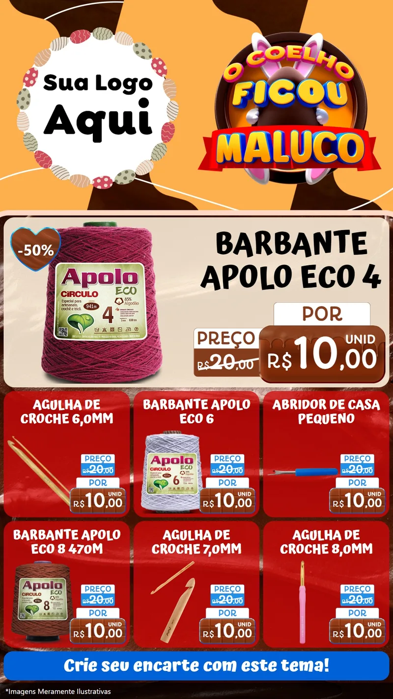 Modelo de Rede Social para Stories com o tema O Coelho Ficou Maluco - Páscoa para Armarinho e Aviamentos