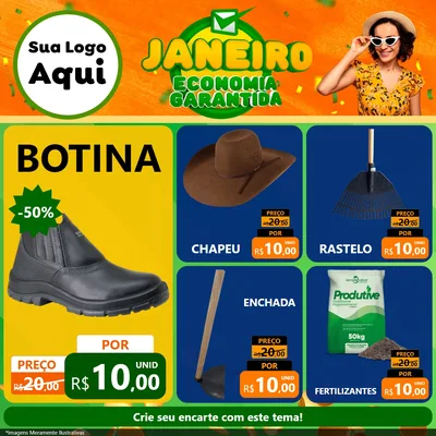 Modelo de Rede Social para Feed Facebook com o tema Janeiro - Economia Garantida para Agropecuária