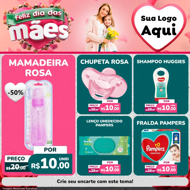 Modelo de Rede Social para Feed Facebook com o tema Feliz Dia das Mães para Bebês