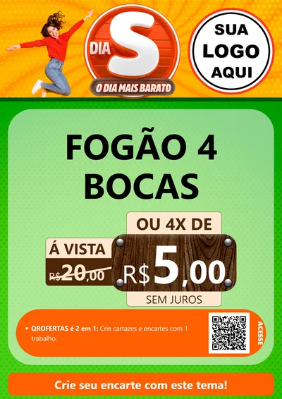 Modelo de Cartaz para Cartaz A4 Vertical com o tema Dia S - O Dia Mais Barato para Móveis e Eletro