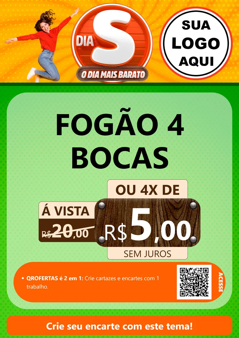 Modelo de Cartaz para Cartaz A4 Vertical com o tema Dia S - O Dia Mais Barato para Móveis e Eletro