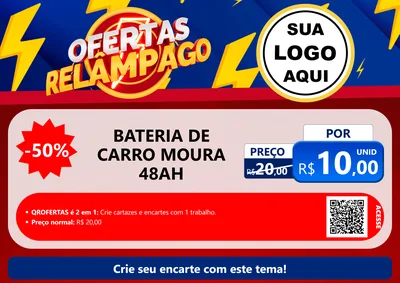 Modelo de Cartaz para Cartaz A4 Horizontal com o tema Ofertas Relâmpago para Baterias Elétricas