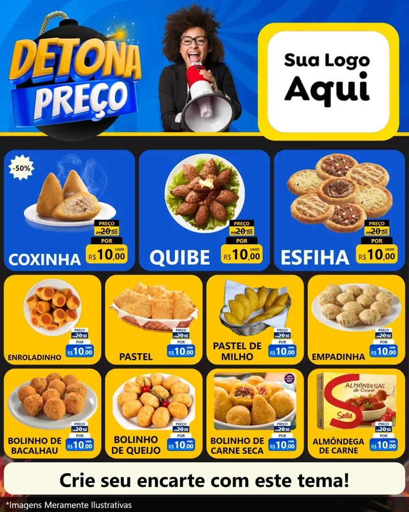 Modelo de Rede Social para Feed Instagram com o tema Detona Preços para Salgadaria
