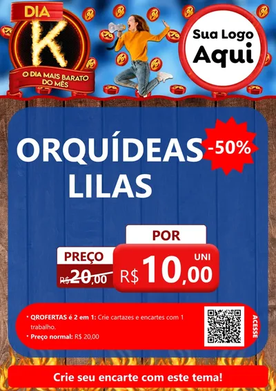 Modelo de Cartaz para Cartaz A4 Vertical com o tema Dia K - O Dia Mais Barato Do Mês para Floricultura e jardim