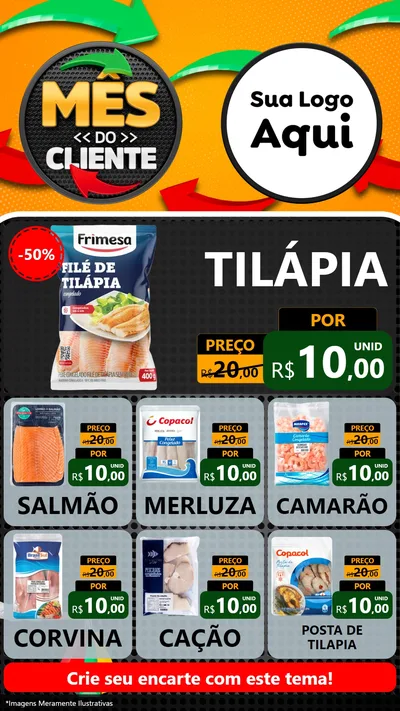Modelo de Rede Social para Stories com o tema Mês do Cliente para Peixaria