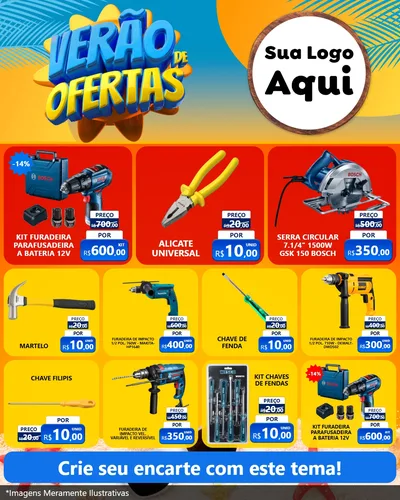 Modelo de Rede Social para Feed Instagram com o tema Verão de Ofertas para Maquinas e Ferramentas