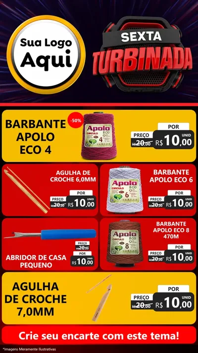 Modelo de TV para TV Vertical com o tema Sexta Turbinada para Armarinho e Aviamentos