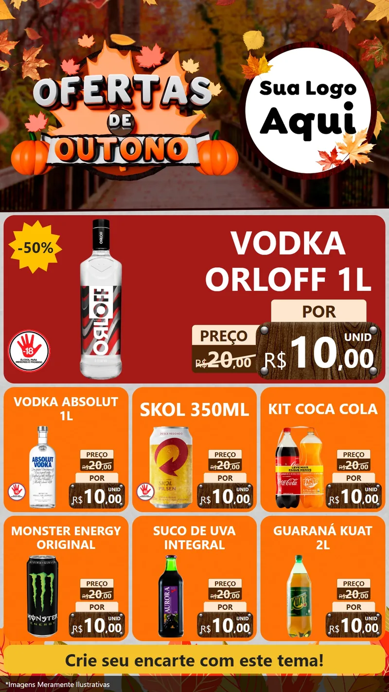 Modelo de Rede Social para Stories com o tema Ofertas de Outono para Distribuidora de bebidas