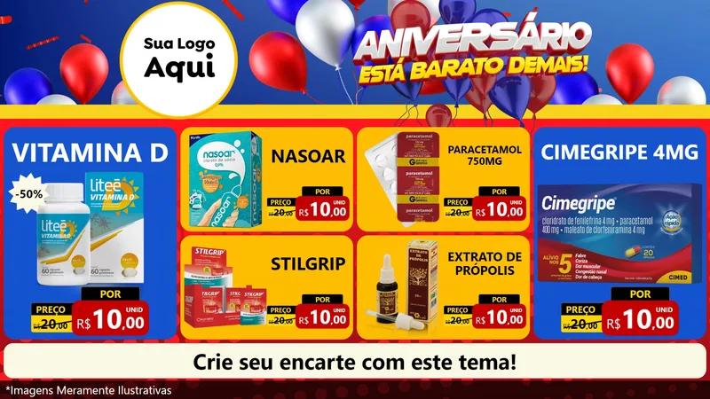 Modelo de TV para TV Horizontal com o tema Aniversário para Farmácia