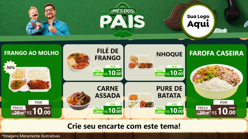 Modelo de TV para TV Horizontal com o tema Mês dos Pais para Restaurante