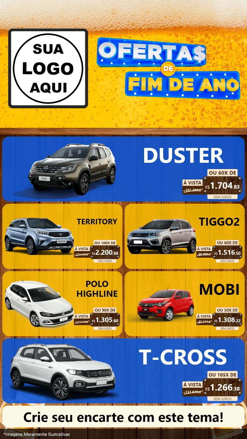Modelo de TV para TV Vertical com o tema Ofertas de Fim de Ano para Concessionaria de Carros