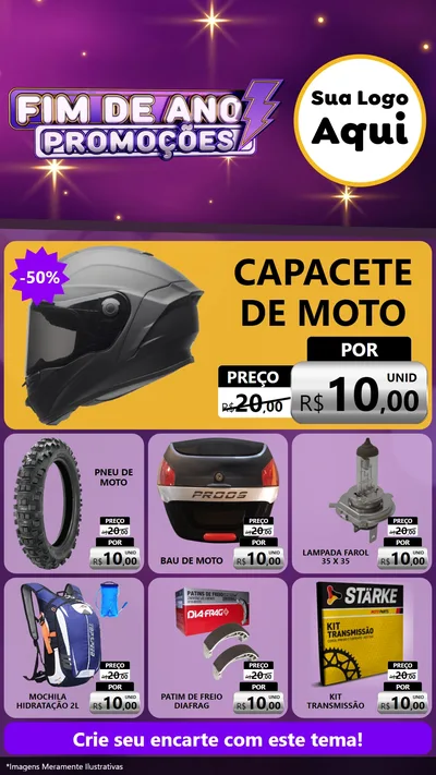 Modelo de Rede Social para Stories com o tema Fim de Ano Promoções para Moto peças