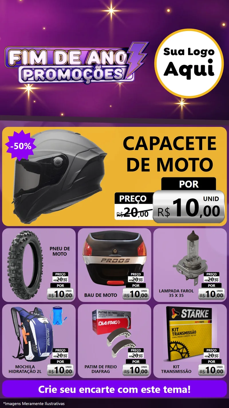 Modelo de Rede Social para Stories com o tema Fim de Ano Promoções para Moto peças