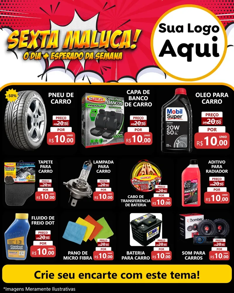 Modelo de Rede Social para Feed Instagram com o tema Sexta Maluca! para Auto peças