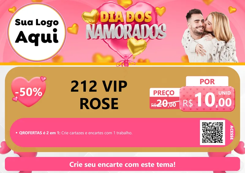 Modelo de Cartaz para Cartaz A4 Horizontal com o tema Dia dos Namorados para Perfumes