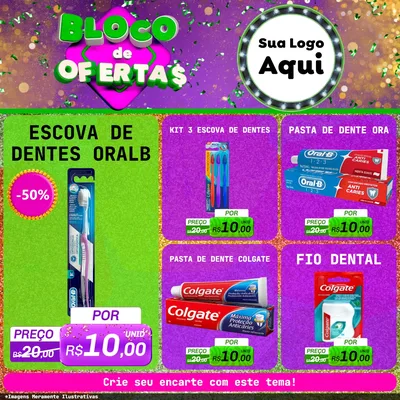 Modelo de Rede Social para Feed Facebook com o tema Bloco de Ofertas para Higiene Pessoal