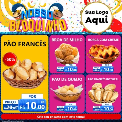 Modelo de Rede Social para Feed Facebook com o tema Nosso Bloquinho para Padaria