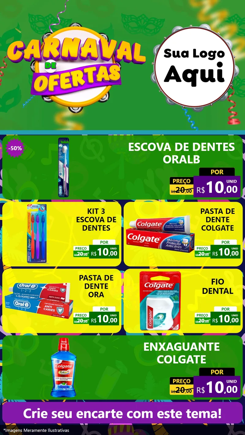 Modelo de TV para TV Vertical com o tema Carnaval de Ofertas para Higiene Pessoal