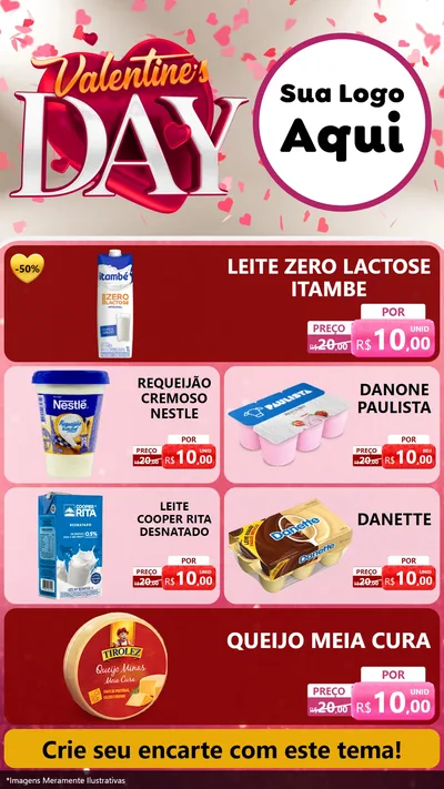 Modelo de TV para TV Vertical com o tema Valentine's Day para Frios e Laticínios