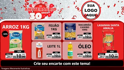 Modelo de TV para TV Horizontal com o tema Promoção de Aniversário - 30 Anos para Supermercado