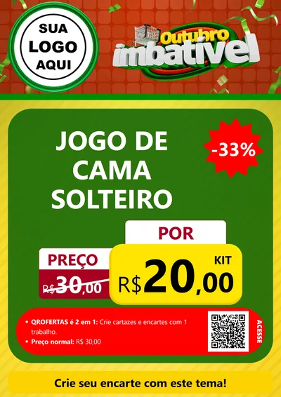 Modelo de Cartaz para Cartaz A4 Vertical com o tema Outubro Imbatível para Cama, Mesa e Banho