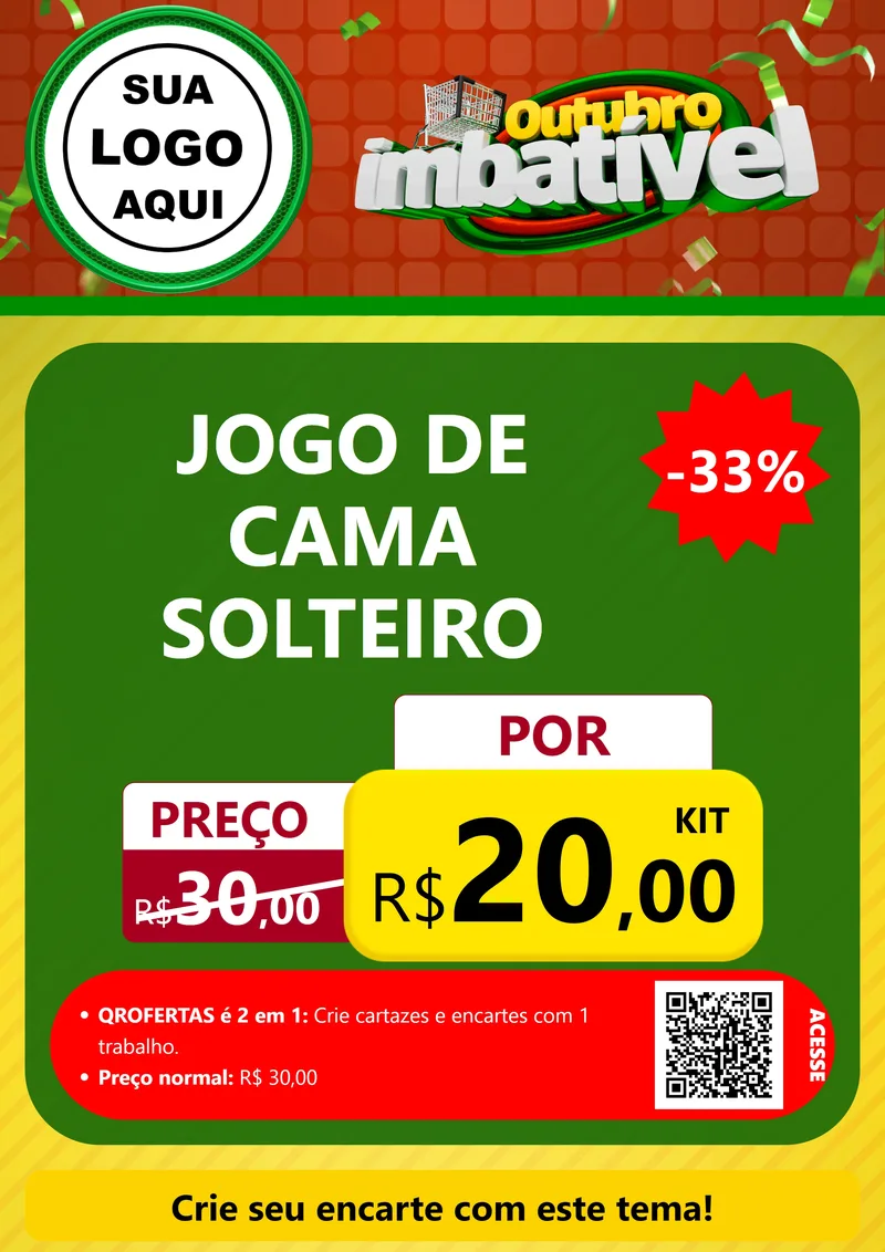 Modelo de Cartaz para Cartaz A4 Vertical com o tema Outubro Imbatível para Cama, Mesa e Banho