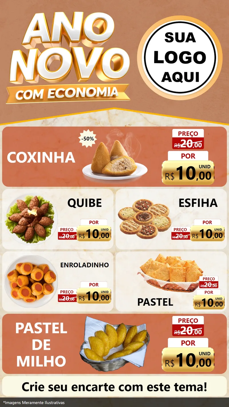 Modelo de TV para TV Vertical com o tema Ano Novo Com Economia para Salgadaria