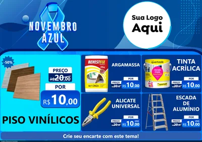 Modelo de Encarte para Encarte A4 Horizontal com o tema Novembro Azul para Material para Construção