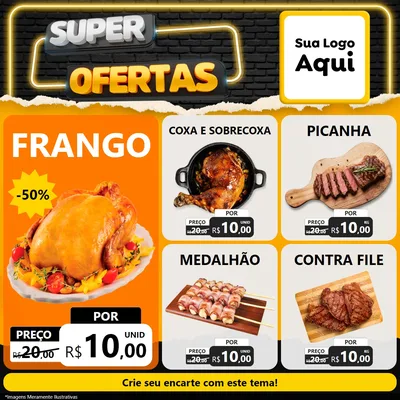 Modelo de Rede Social para Feed Facebook com o tema Super Ofertas para Assados