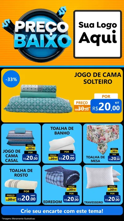 Modelo de Rede Social para Stories com o tema Preço Baixo para Cama, Mesa e Banho