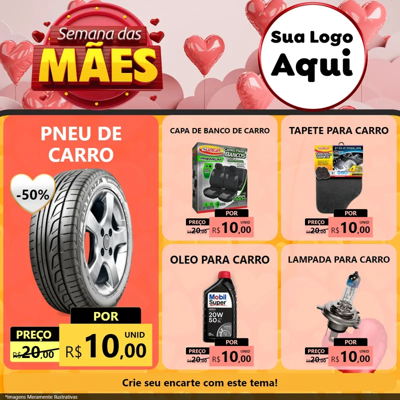 Modelo de Rede Social para Feed Facebook com o tema Semana das Mães para Auto peças