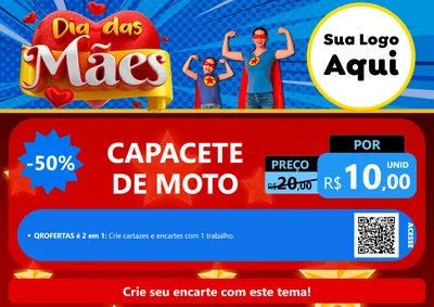 Modelo de Cartaz para Cartaz A4 Horizontal com o tema Dia das Mães para Moto peças