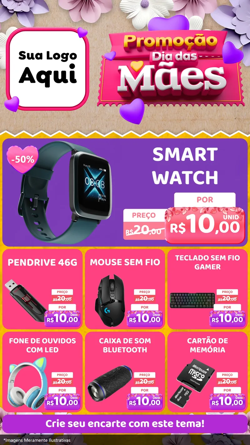 Modelo de Rede Social para Stories com o tema Promoção Dia das Mães para Informática