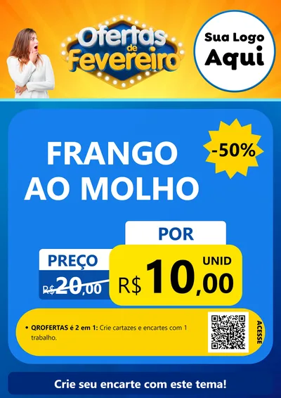 Modelo de Cartaz para Cartaz A4 Vertical com o tema Ofertas de Fevereiro para Restaurante