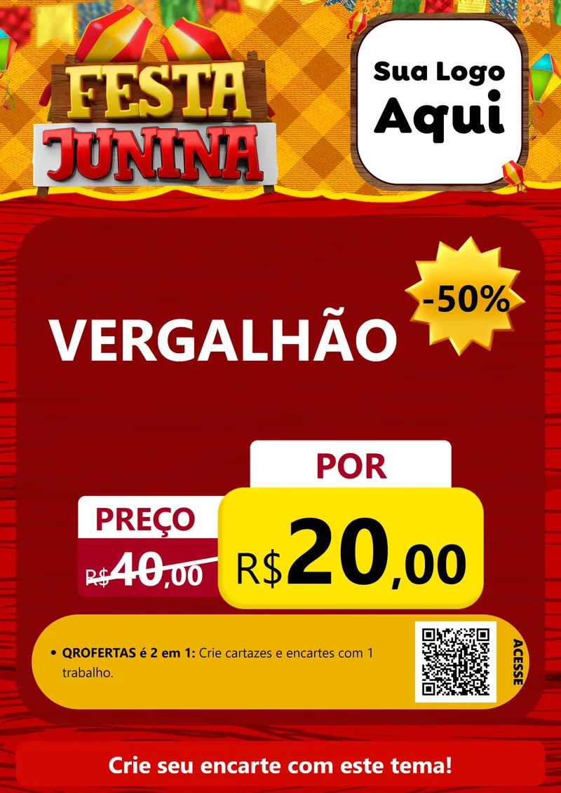Modelo de Cartaz para Cartaz A4 Vertical com o tema Festa Junina para Ferragens