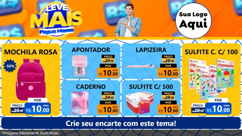 Modelo de TV para TV Horizontal com o tema Leve Mais, Pague Menos para Papelaria