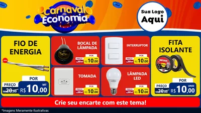 Modelo de TV para TV Horizontal com o tema Carnaval da Economia para Materiais Elétricos