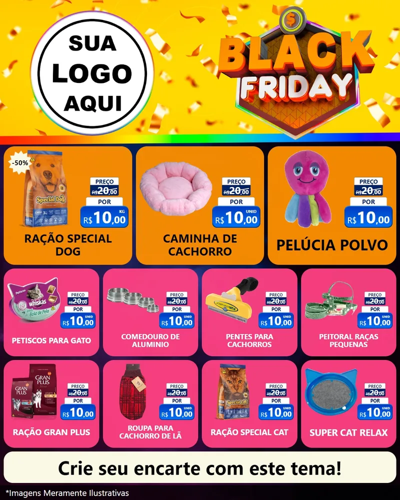 Modelo de Rede Social para Feed Instagram com o tema Black Friday para Pet Shop