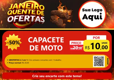 Modelo de Cartaz para Cartaz A4 Horizontal com o tema Janeiro Quente de Ofertas para Moto peças