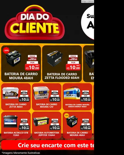Modelo de Rede Social para Feed Instagram com o tema Dia do Cliente para Baterias Elétricas
