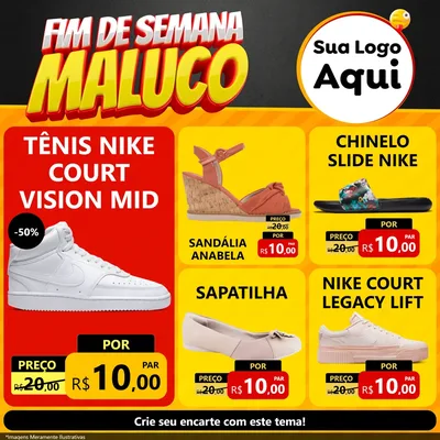 Modelo de Rede Social para Feed Facebook com o tema Final de Semana Maluco para Calçados